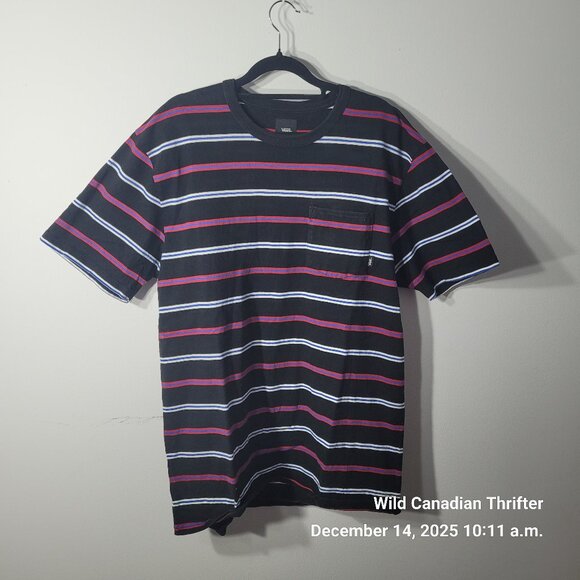 Vans Other - Vans X-Large Black Striped Cotton T-Shirt Short Sleeve Casual Skate Tee